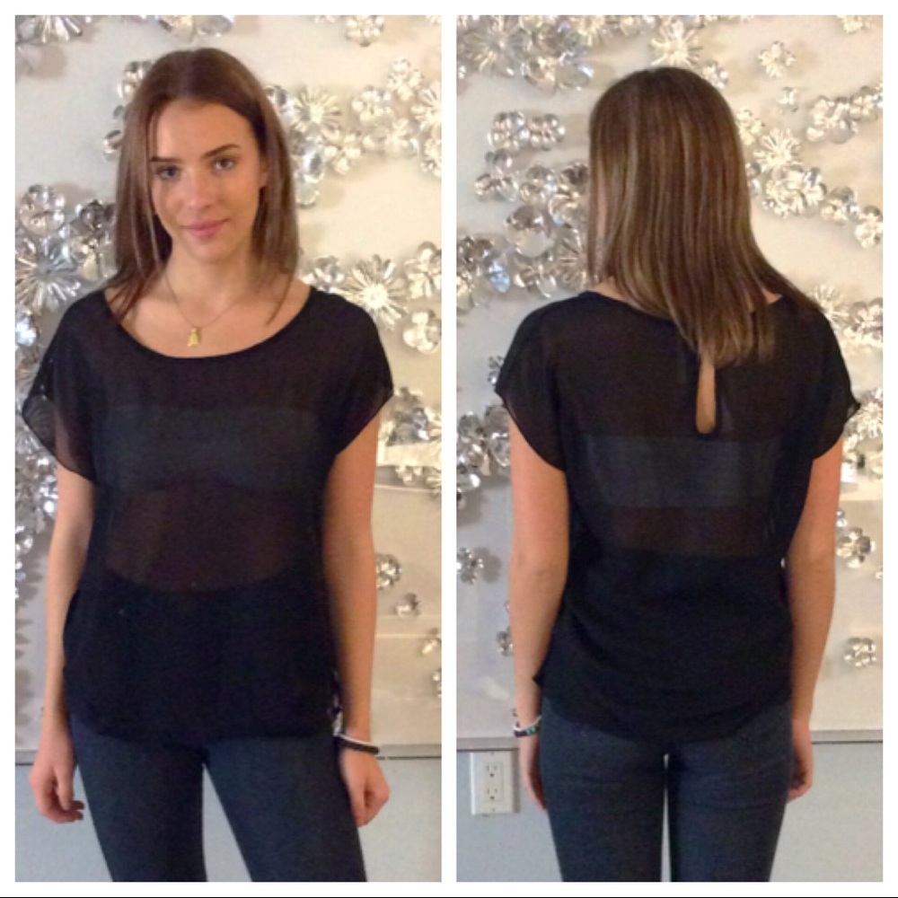 Michelle black sheer top size small.